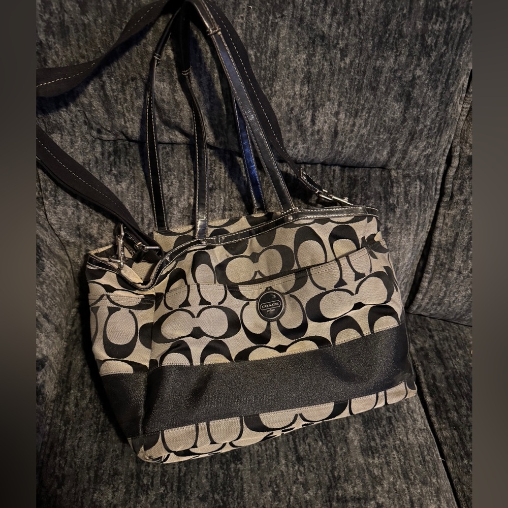 Coach black and grey crossbody and shoulder bag